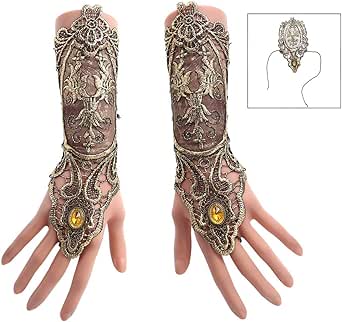 Guantes Cortos De Encaje Sin Dedos | Cuotas Sin Interés