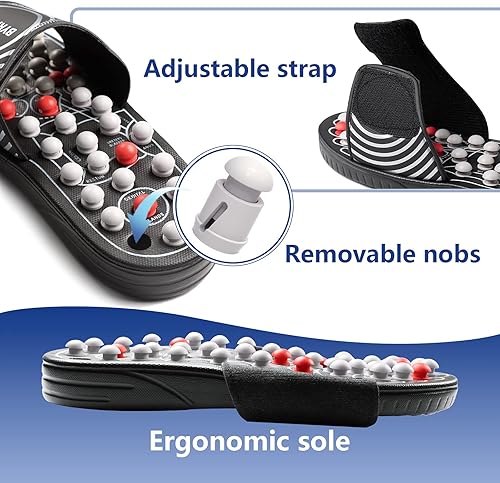 Miniatura 4 de BYRIVER - Zapatillas de masaje de acupuntura de primavera con masajeador de pies de tejido profundo, bola de masaje para alivio de neuropatía,