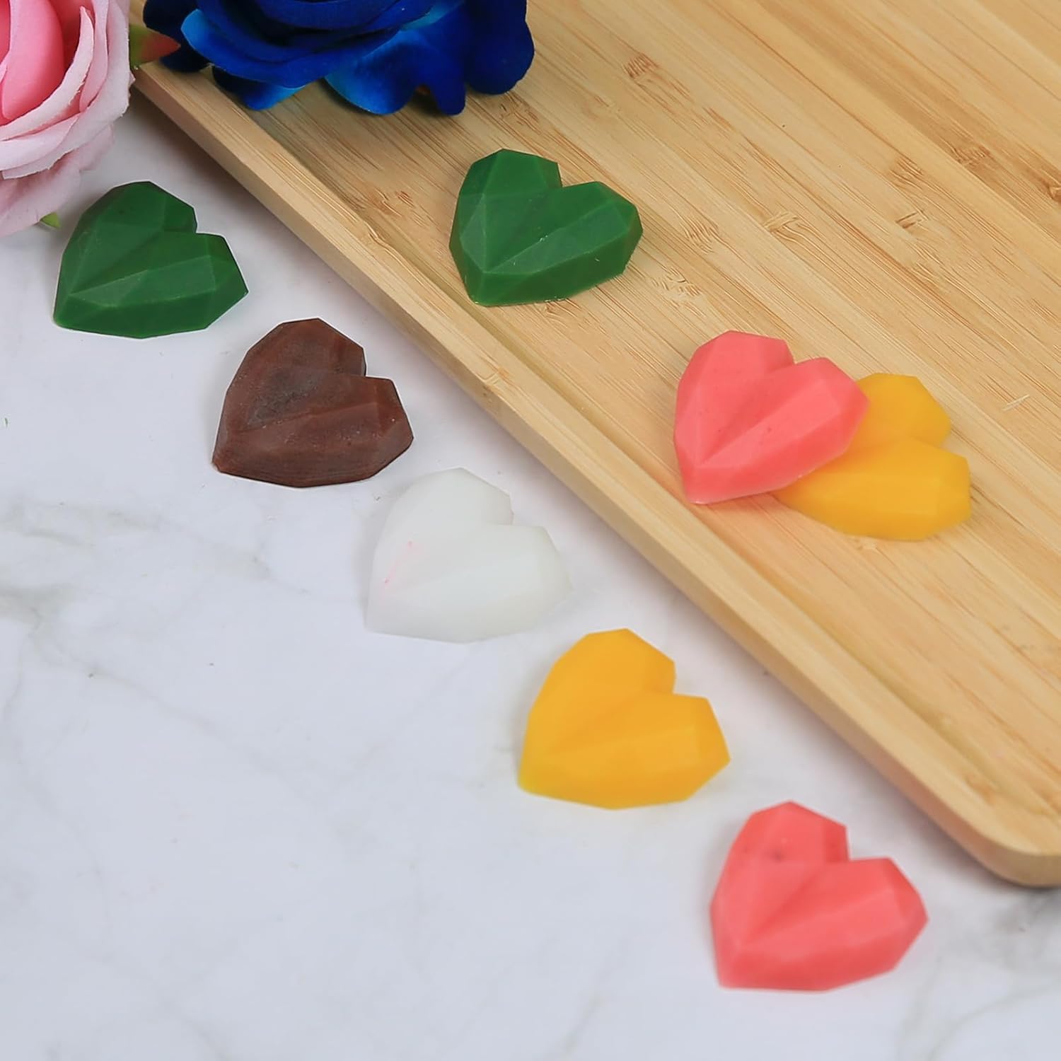 Small Heart Silicone Molds, 8 Cavities Heart Molds with Diamond Love Shape for Making Chocolate/Candy/Fondant/Gummy, 2 PCS Food Grade Chocolate Mold for Fruit Snack/Snack Biscuits - Image 5