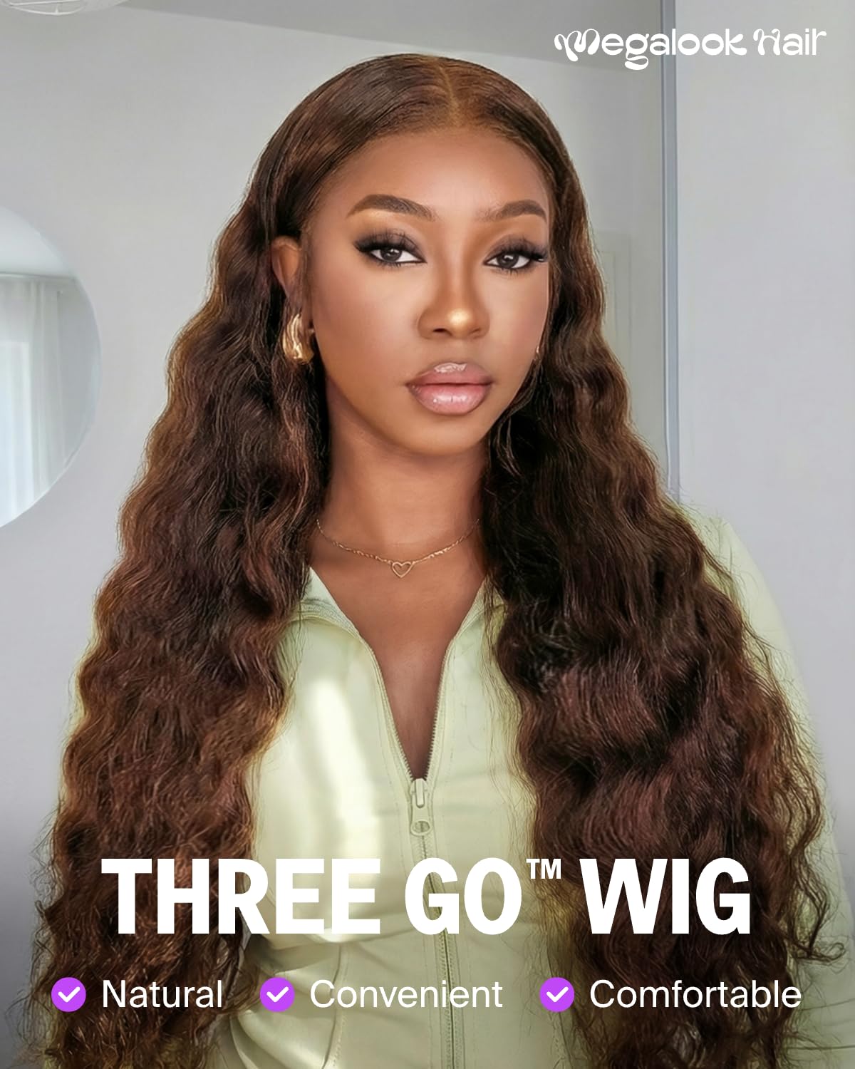 Chocotale Brown Glueless Wigs Human Hair Pre Plucked Pre Cut 13x6 HD Lace Front Wigs 220% Density Chocolate Brown Drawstring Wig Human Hair Pre Bleached Loose Wave Frontal Wig 20 Inch 4#