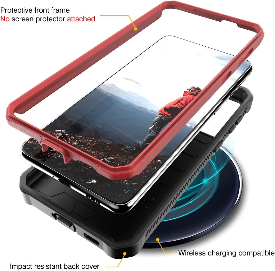 ArmadilloTek Vanguard Compatible with Samsung Galaxy S21 Plus Case, Military Grade Full-Body Rugged with Built-in Kickstand [Screenless Version] (Red)
