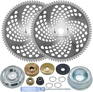 NeJesZoe 10" x 80 Teeth Carbide Tip Brush Cutter Blades Steel Trimmer Head Weed Eater Blade with Universal Adapter Kits for Stihl Husqvarna Brush Cutter, String Trimmer, Lawnmower(2 Pack)