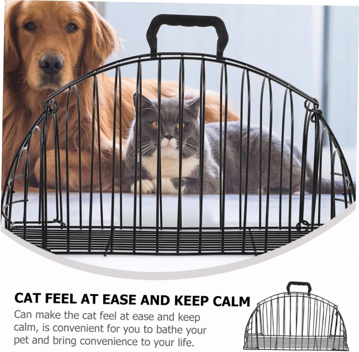 BESPORTBLE Scratch-Resistant Cat Bath Cage Durable Grooming Shower Enclosure for Kittens and Cats Portable Pet Dryer Cage for Safe Bathing and Nail Trimming