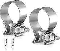ZEHCLP 3.0 Inch 304 Stainless Steel Exhaust Clamp Butt Joint - Narrow Band Muffler Clamps for Pipes, Catalytic Converters, 2-Pack