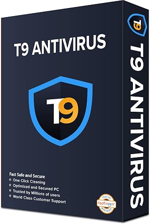 T9 Antivirus - برنامج لنظام التشغيل Windows - جهاز كمبيوتر واحد، سنة واحدة | الحماية في الوقت الفعلي | الاستغلال والحماية من البرامج الضارة | حماية USB | مفتاح ترخيص جدار الحماية والإنترنت في الخدمة البريدية - لا يوجد قرص مضغوط