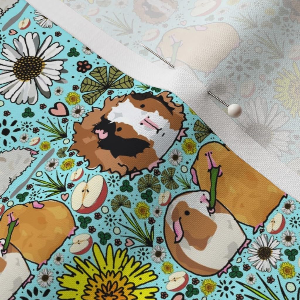 Spoonflower Fabric - Guinea Pigs Blue Pig Cute Cool Printed on Petal Signature Cotton Fabric by The Yard - Sewing Quilting Apparel Crafts Decor