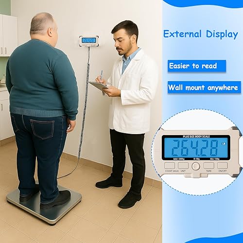 Miniatura 4 de King Mills Báscula extra ancha y resistente para peso corporal, báscula bariátrica de 661.4 lbs660 libras con pantalla digital externa fácil de