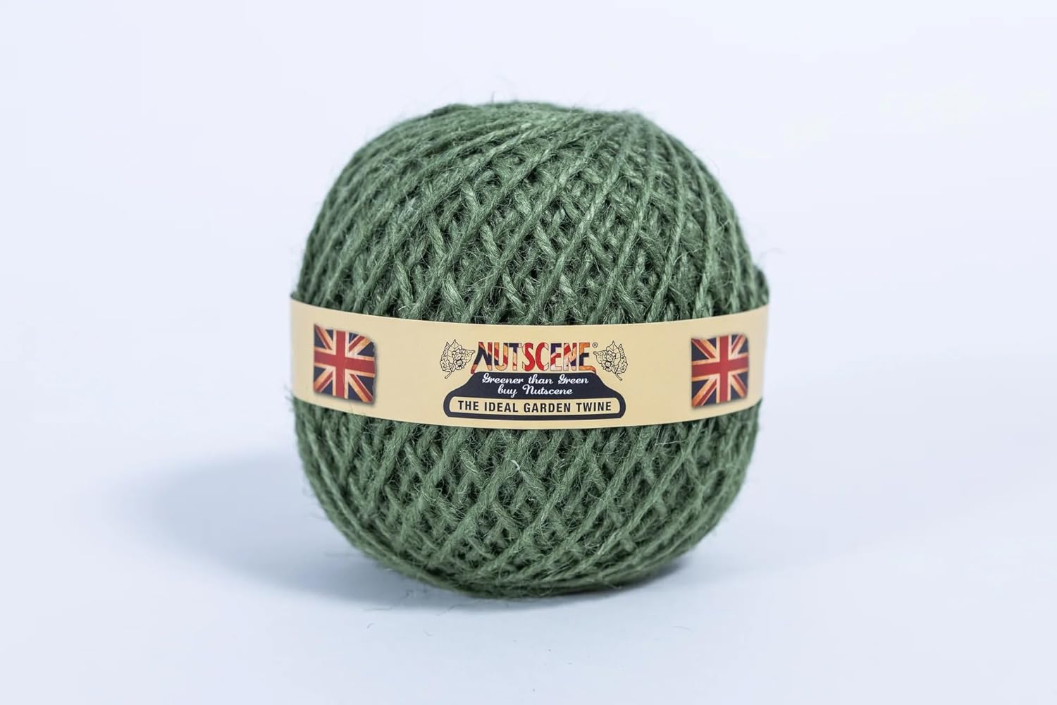 Nutscene Iconic Garden Twine on Wooden Spindle with Embedded Cutter, Traditional Scottish Heritage Brand, Available in Lots of Assorted Colors (or Colours). (Green)