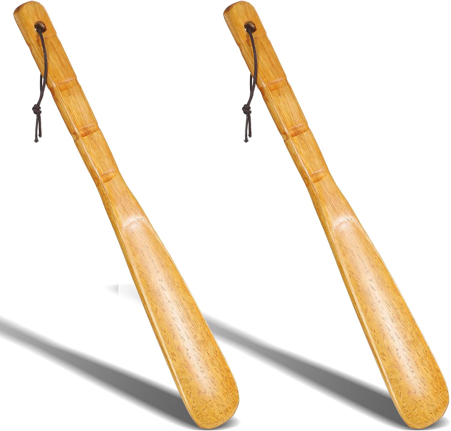 2 Pcs Zapatero con manija larga 33'' Madera ayuda calzado retro con cordón miniatura 1