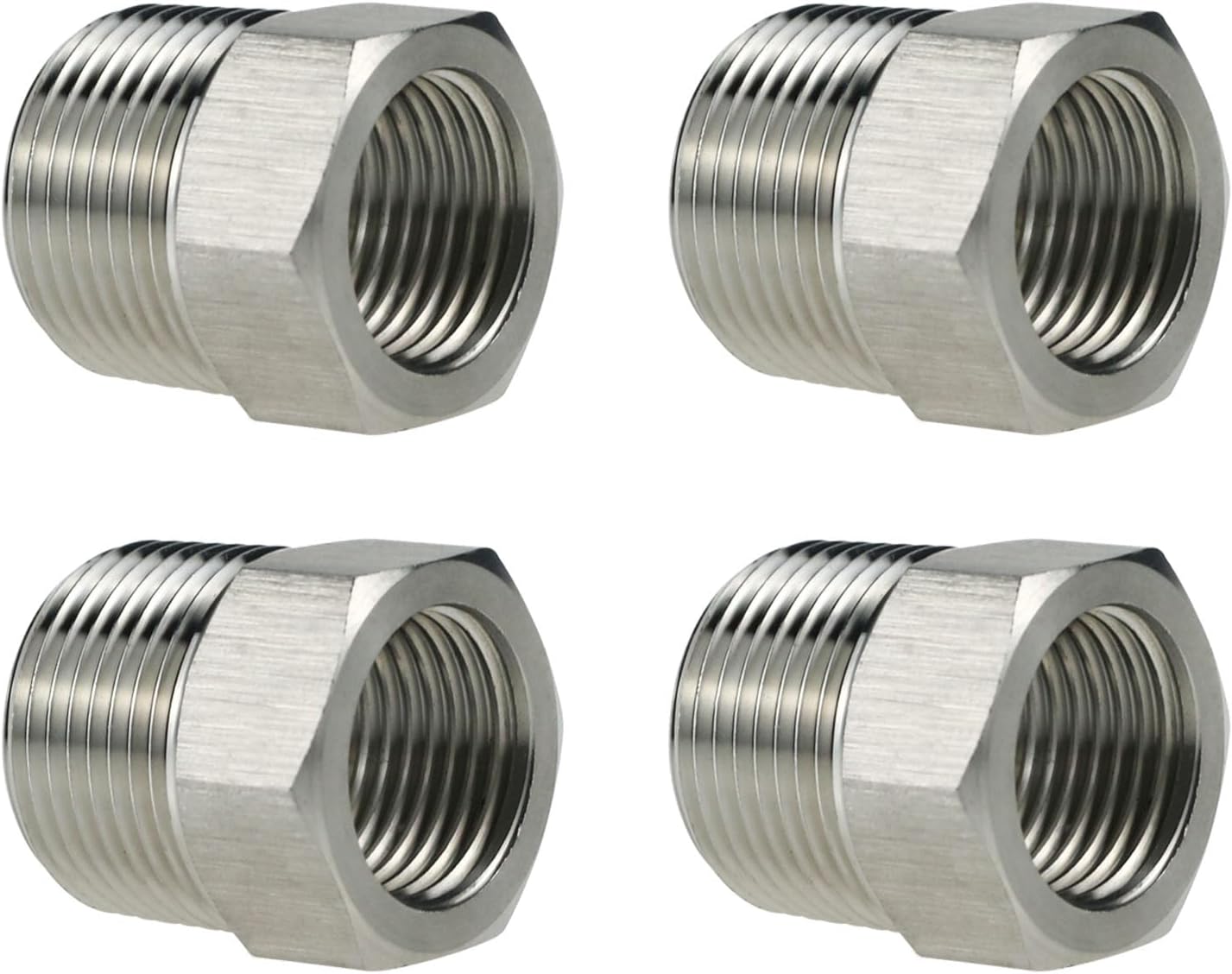 Angry Pony 304 Stainless Steel Reducer Hex Bushing Pipe Fitting,1/2 Male to 1/4 Female Adapter, 1/2 to 1/4 NPT Reducer, 300 PSI, 4 Pack