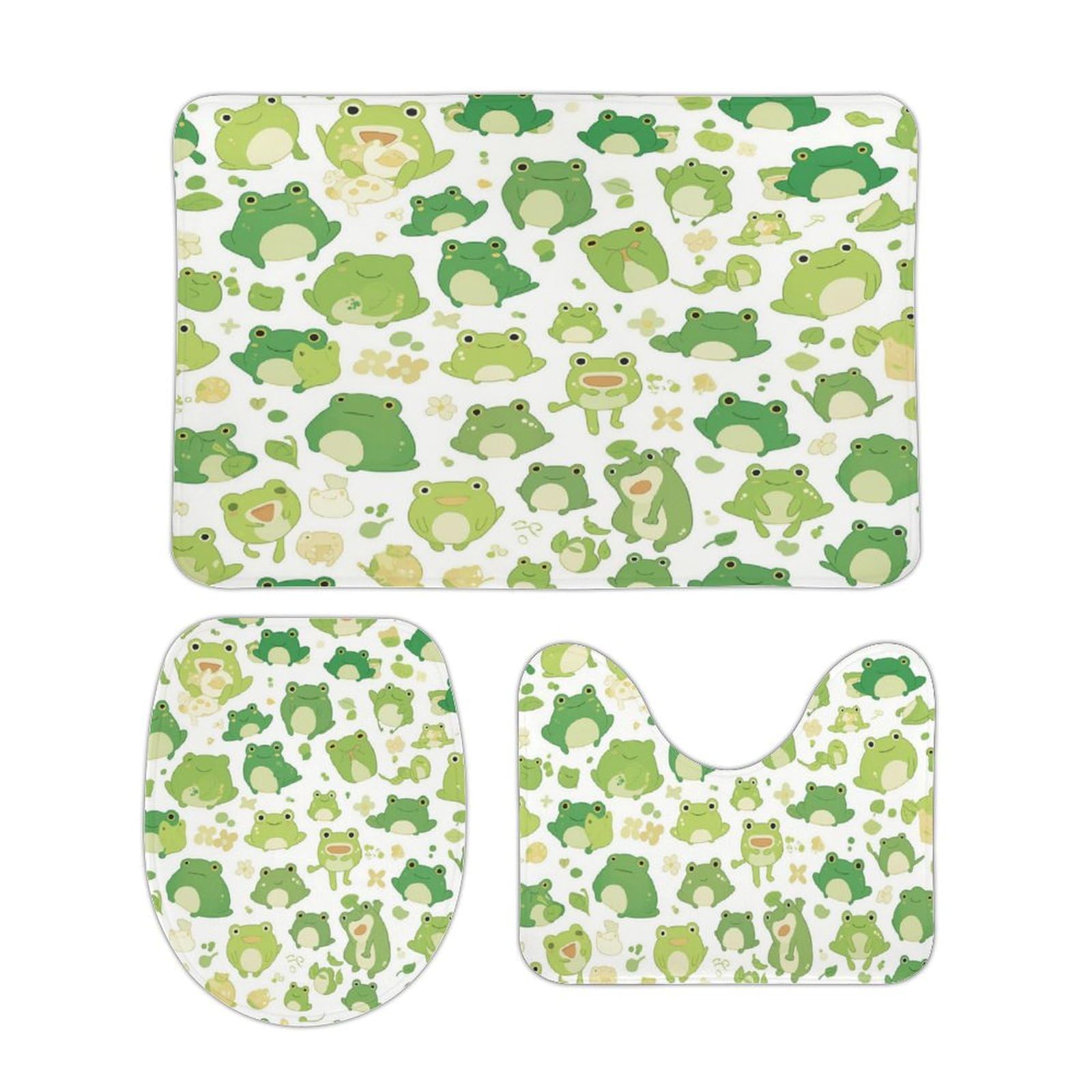 Tapis de bain grenouille mignonne flanelle absorbant set WC