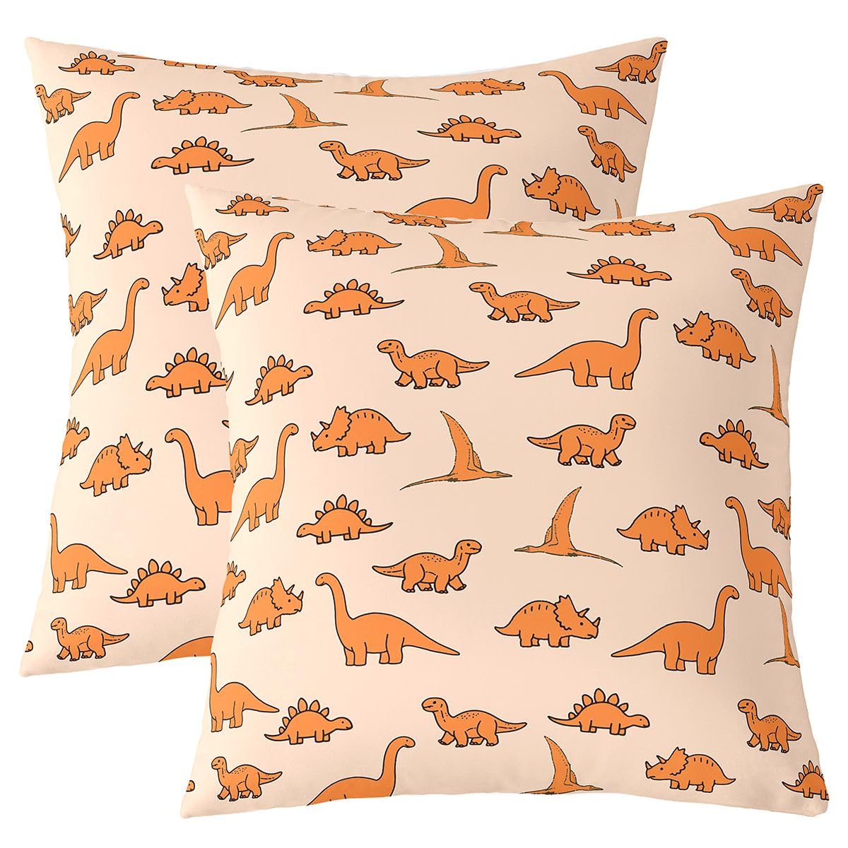 Housse de coussin 55x55 dinosaure deco pour chambre d'enfant aventure
