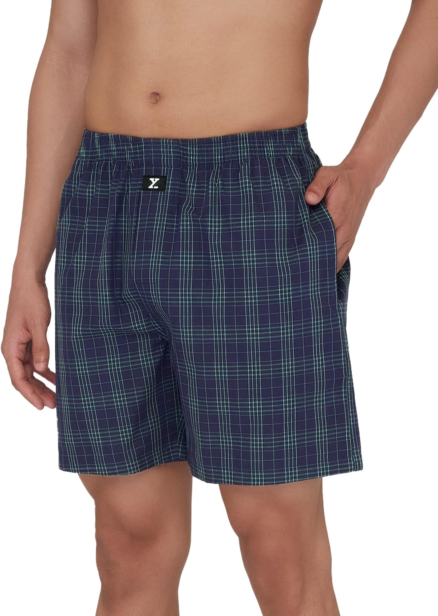 XYXX Men's Checkmate Super Combed Cotton Regular Fit Boxer Shorts with No Marks Waistband & Dual Side Pocket (Pack of 2)