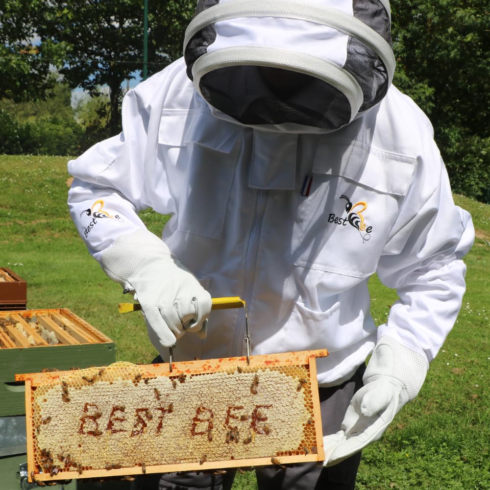 Best Bee - Traje de apicultura, atuendo de apicultor para adultos con guantes de cuero, Traje anti avispas XXXL