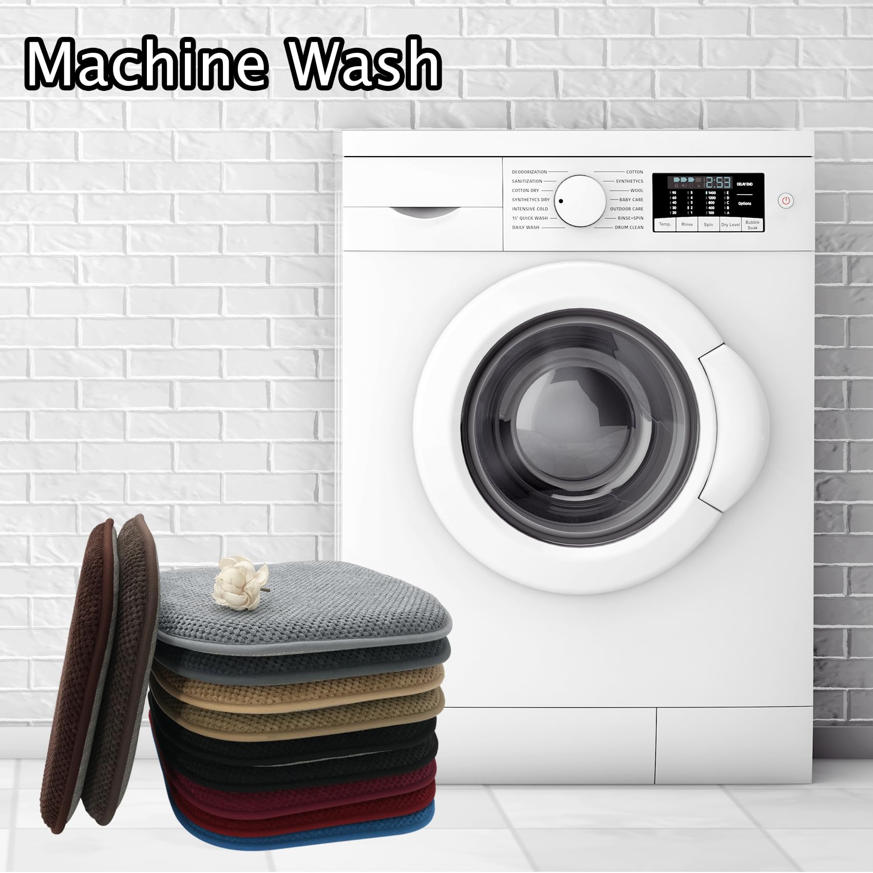 Set di 2 cuscini in schiuma blu per sedie da cucina, antiscivolo, a forma di U, lavabili, morbidi e spessi, per sedie in metallo e legno, 43,2 x 43,2 cm, ideali per patio e sala da pranzo