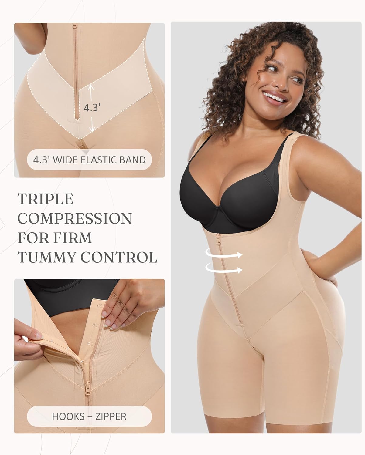 FeelinGirl Fajas Colombianas Moldeadoras Butt Lifting Shapewear Tummy Control Postpartum Faja Body Shaper with Zipper Crotch - Image 2
