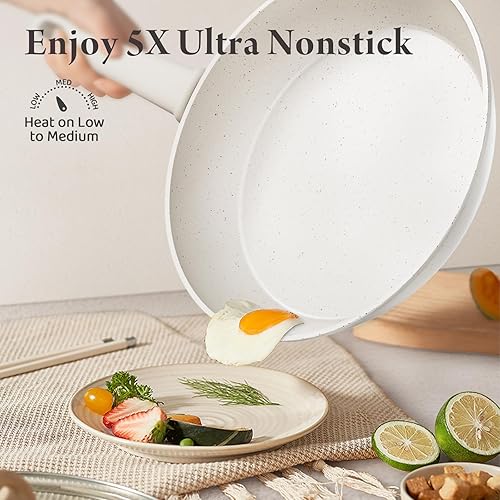 Miniatura 4 de Juego de 24 ollas y sartenes antiadherentes, juego de utensilios de cocina de cerámica con olla de 8 cuartos de galón, utensilios de cocina