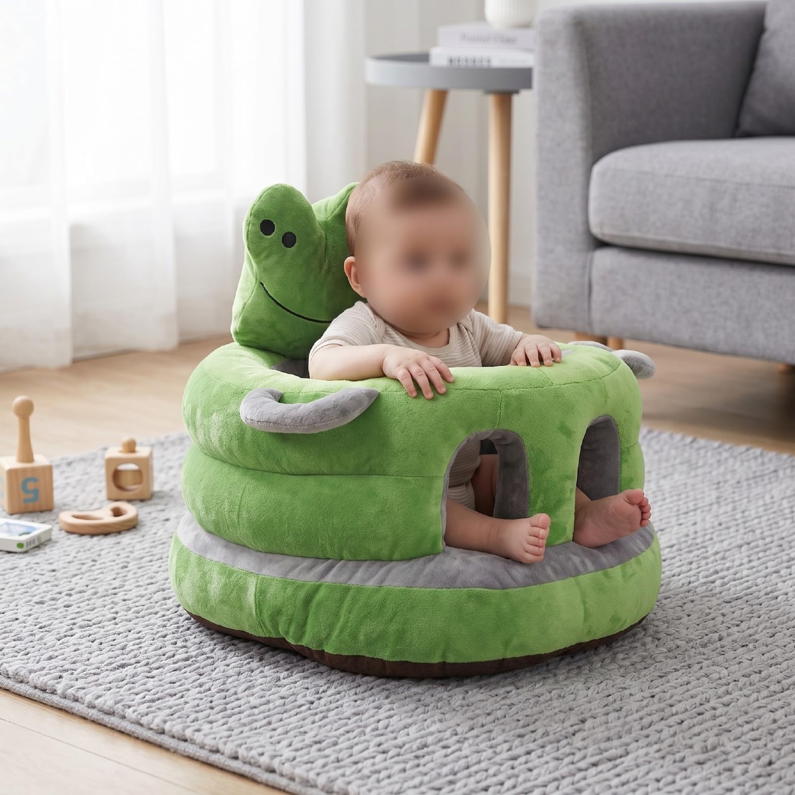 Sxhlseller Seggiolino per Bambini in Peluche con Supporto per la Schiena per Sedersi, Simpatico Cartone Animato Animale Seggiolone da Terra per Neonati, Morbido Divanetto per Sicurezza e Comfort,