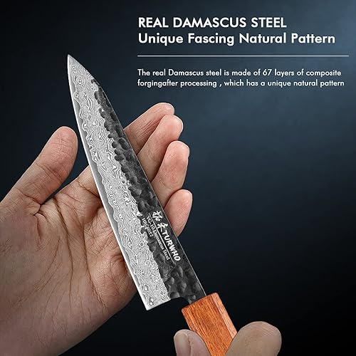 Miniatura 8 de Cuchillo de chef hecho a mano japonés de 8 pulgadas, 67 capas, cuchillos de cocina de acero de Damasco forjados a mano
