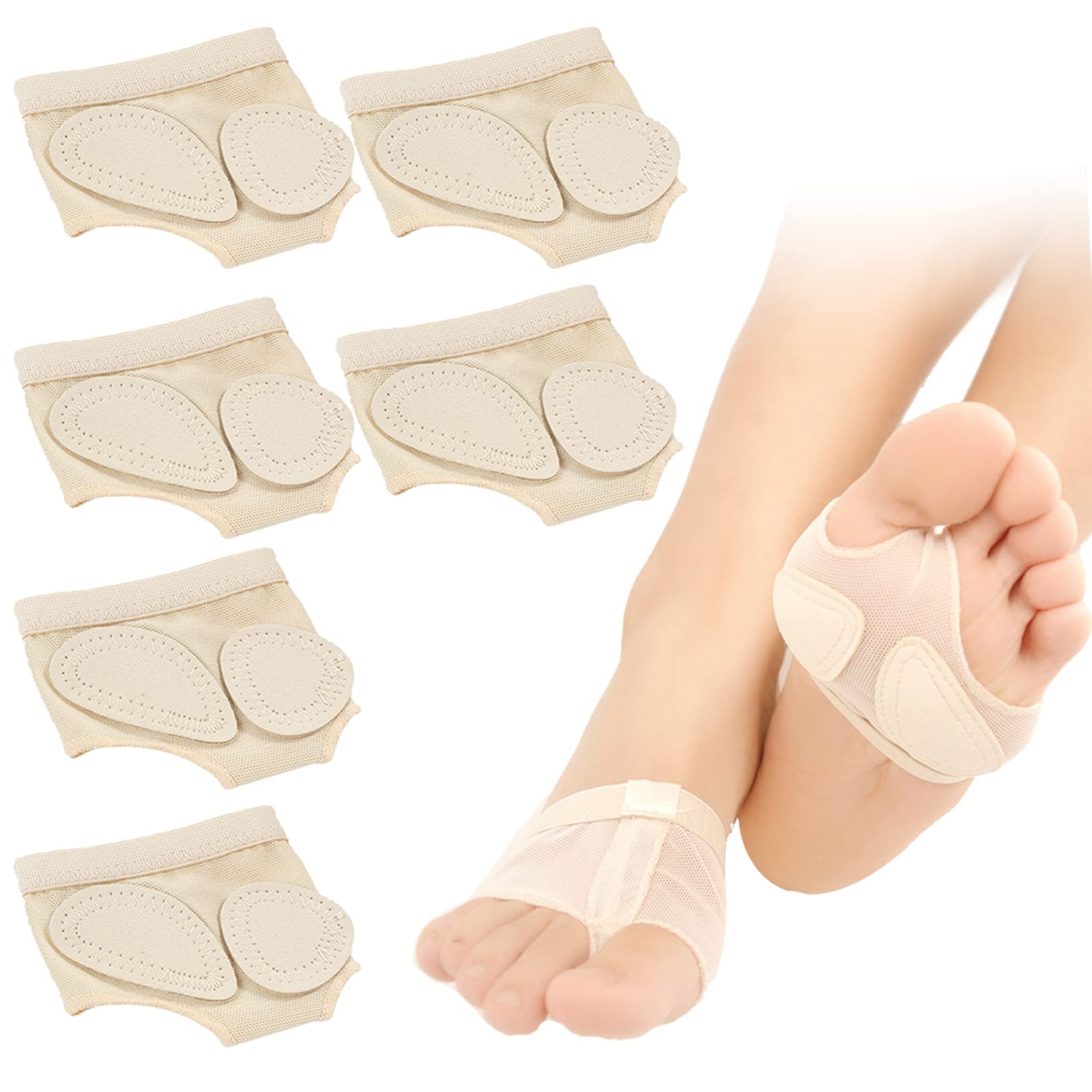 VEGCOO 3 Paires Coussinet Pied Antidérapant Strings Pied Ballet Dance Orteils Pad Danse Coussinets Avant-Pied Coussinets Métatarsiens String Pied pour Danse Coussin de Pieds(L)