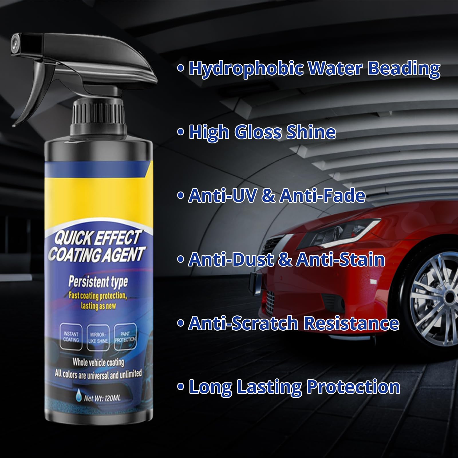 2 Pack Quick Effect Coating Agent for Car - Car Coating Spray, Advanced Car Quick-Acting Coating Agent Sprays for Scratch Repair, Oil Film Removal, Long-Lasting Hydrophobic Coating - 4