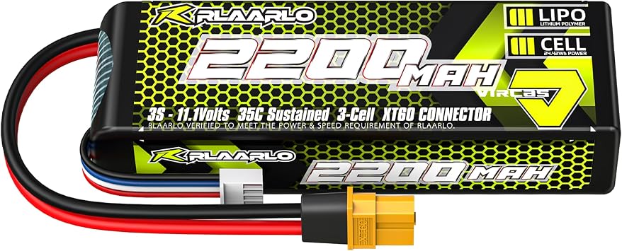 RIAARIO 3s Lipo Battery 35C 2200mAh 11.1V Lipo Battery with XT60 Connector for RC Car Truck Buggy Truggy Racing Hobby Models1 Pack