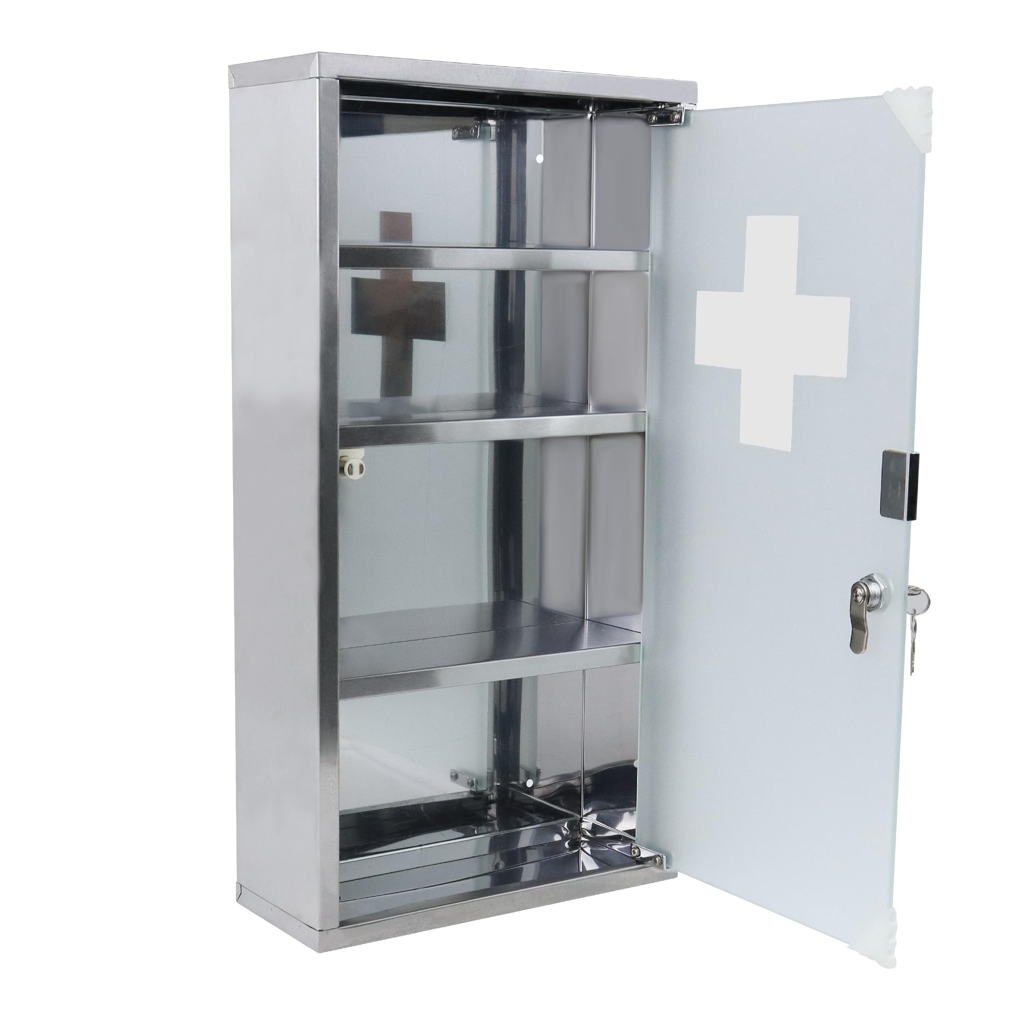 Armoire à pharmacie en acier inoxydable avec 4 compartiments - 30 x 12 x 57,5 cm