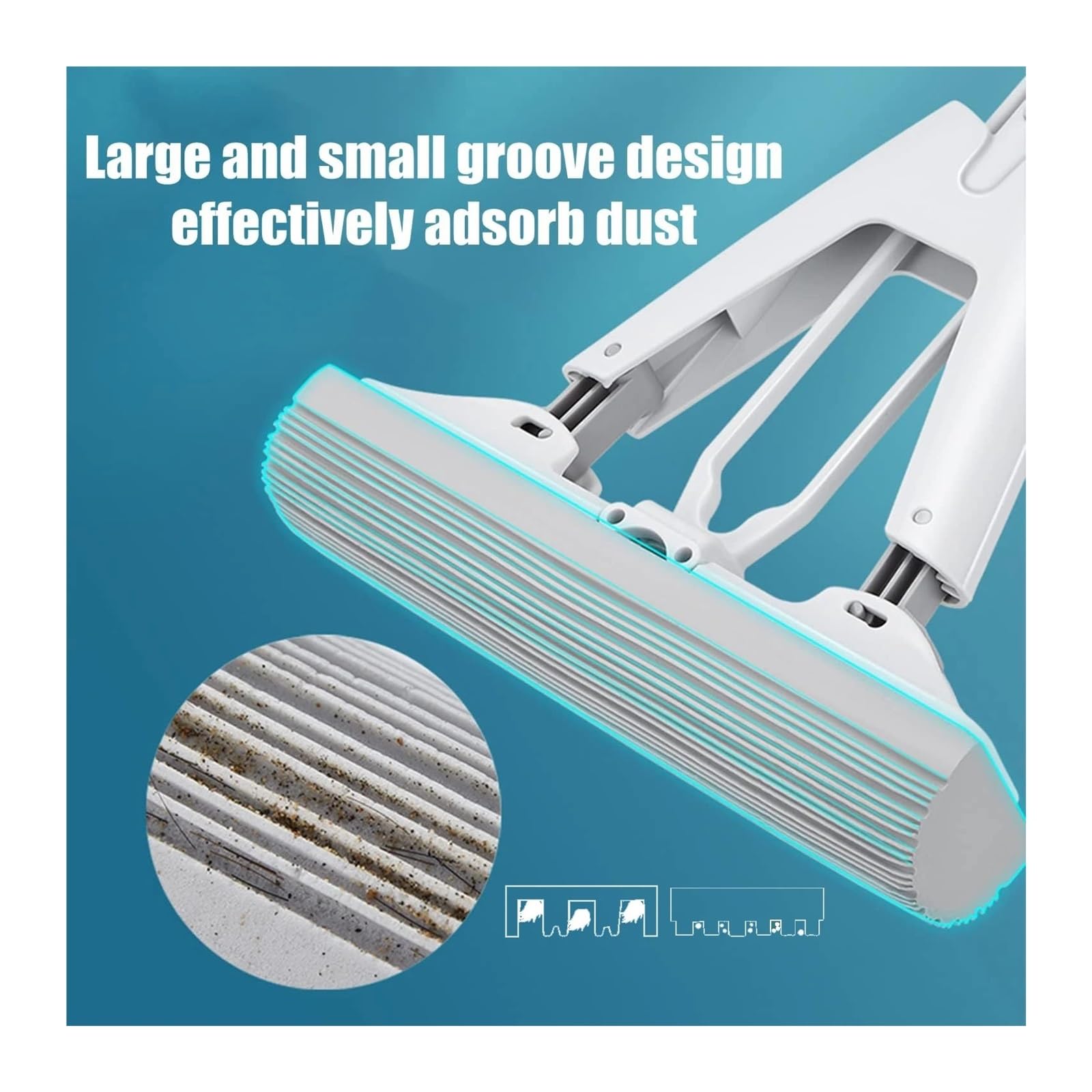 Fregona de Esponja de PVA autogirable, húmeda y Seca, con Mango Ajustable y súper Absorbente, Ideal for Limpieza de Pisos de Cocina, baño y Oficina.