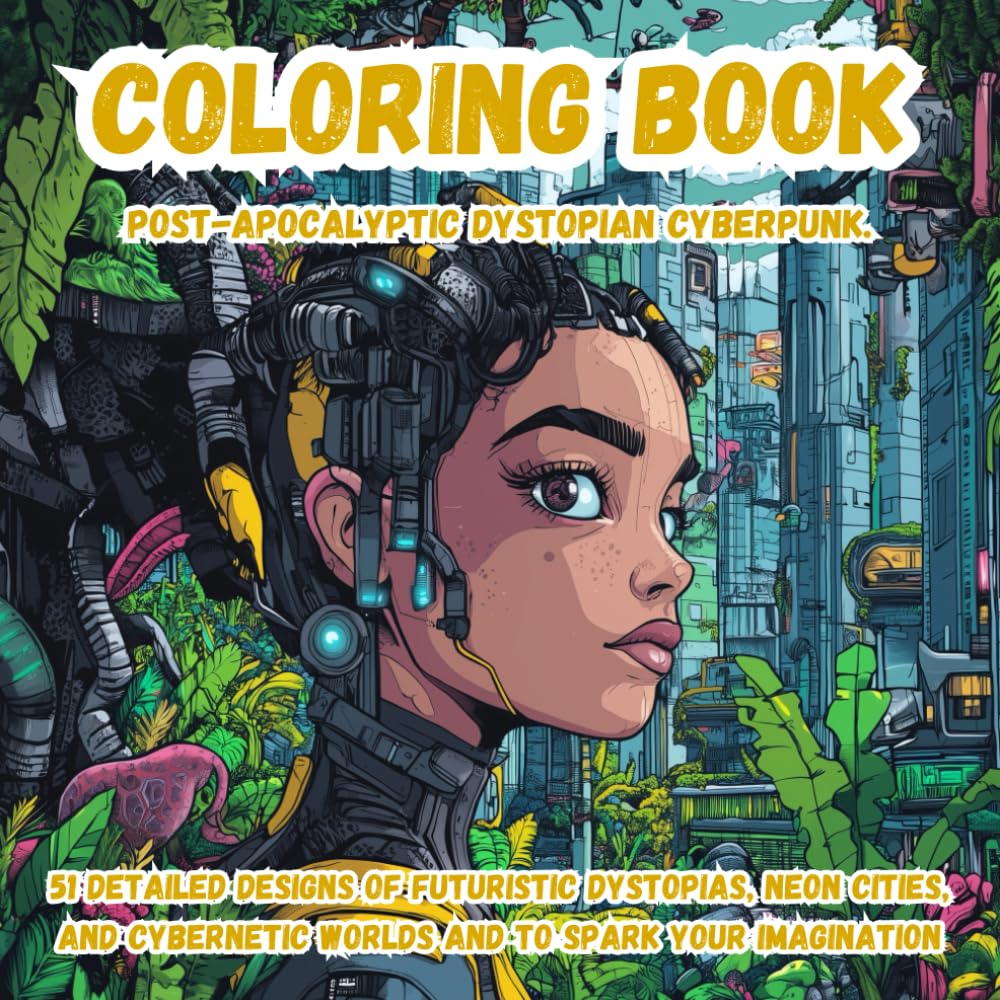 Post-Apocalyptic Dystopian Cyberpunk Coloring Book: 51 Detailed Designs of Futuristic Dystopias, Neon Cities, and Cybernetic Worlds to Spark Your Imagination