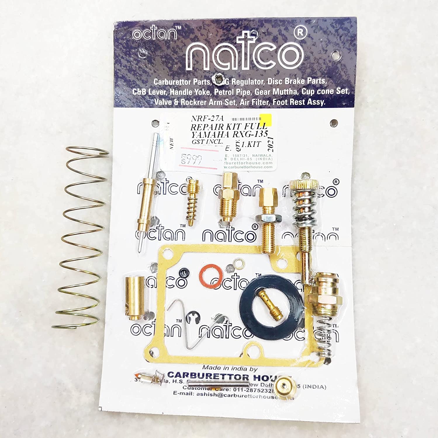 MJ automobile Compatible For RXG135, RX135 Carburetor Repair Kit (Gold and Silver)-image-45