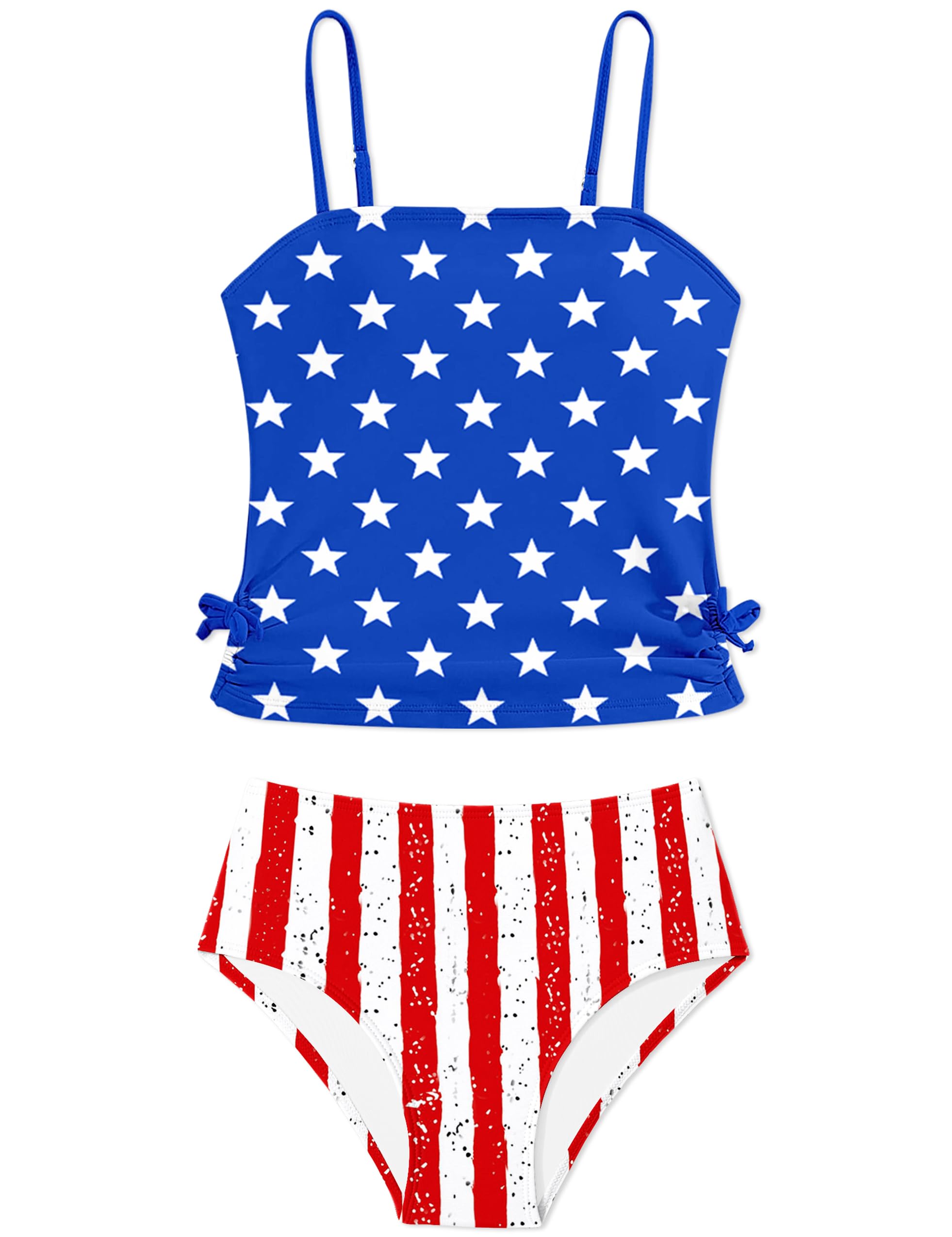 Girls Tankini Swimsuits Two Piece Bathing Suit Drawstring Swimwear Set for Girls 7-18 Years