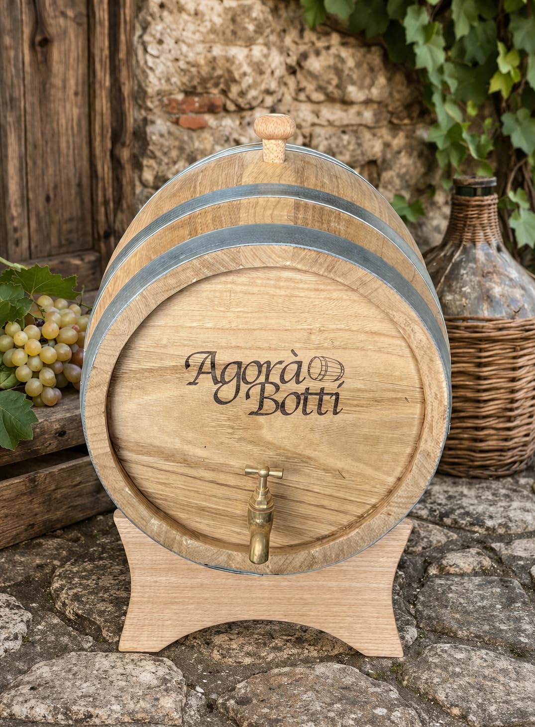 Barril de castaño de 10 litros con Grifo de latón