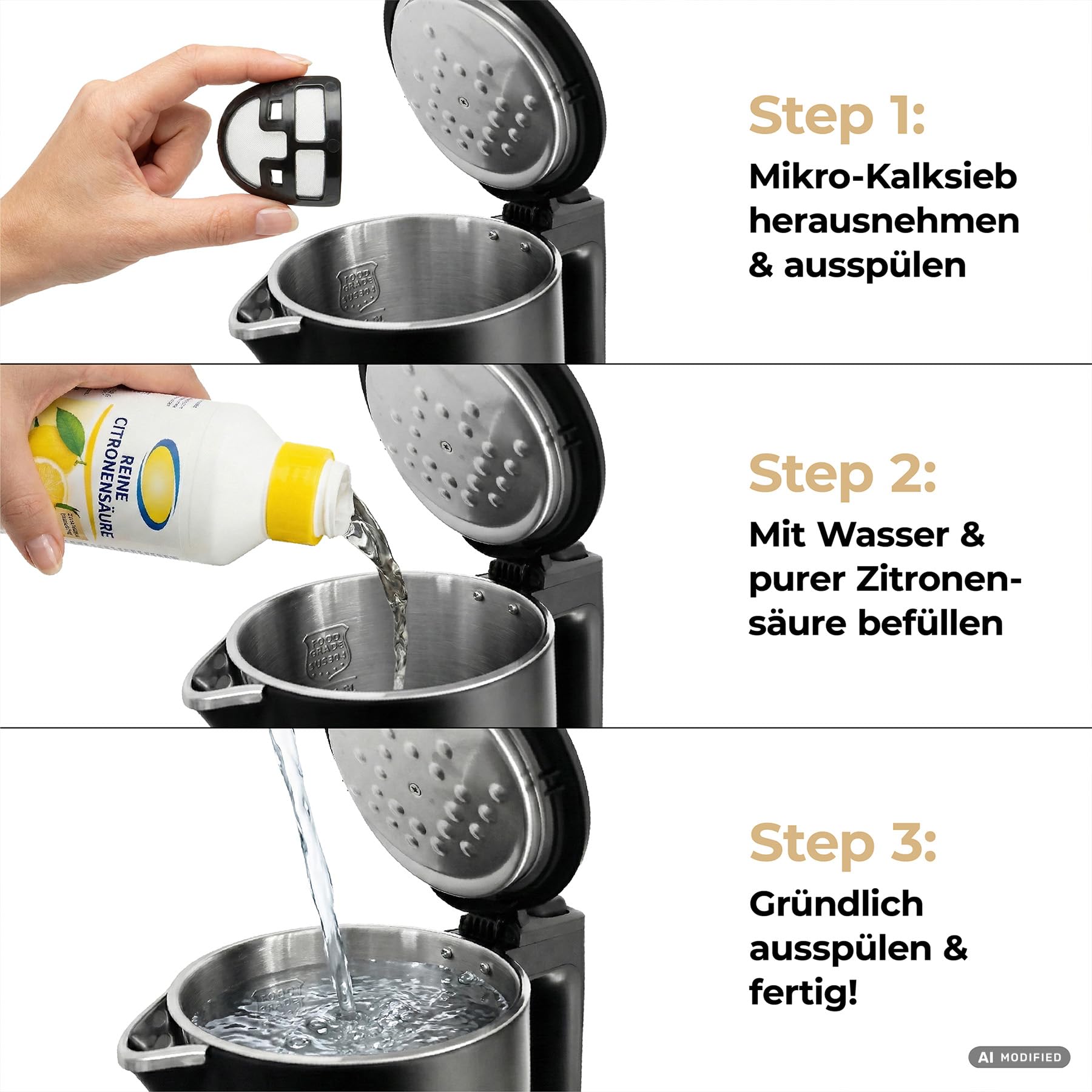 aeco AQA ELITE elektrischer Wasserkocher Edelstahl schwarz-matt mit Temperatureinstellung Tee-Kocher Teebereiter electric kettle tea-maker | 1,5 Liter, 2200 Watt, BPA-frei, Kalk-Filter, Cool-Touch