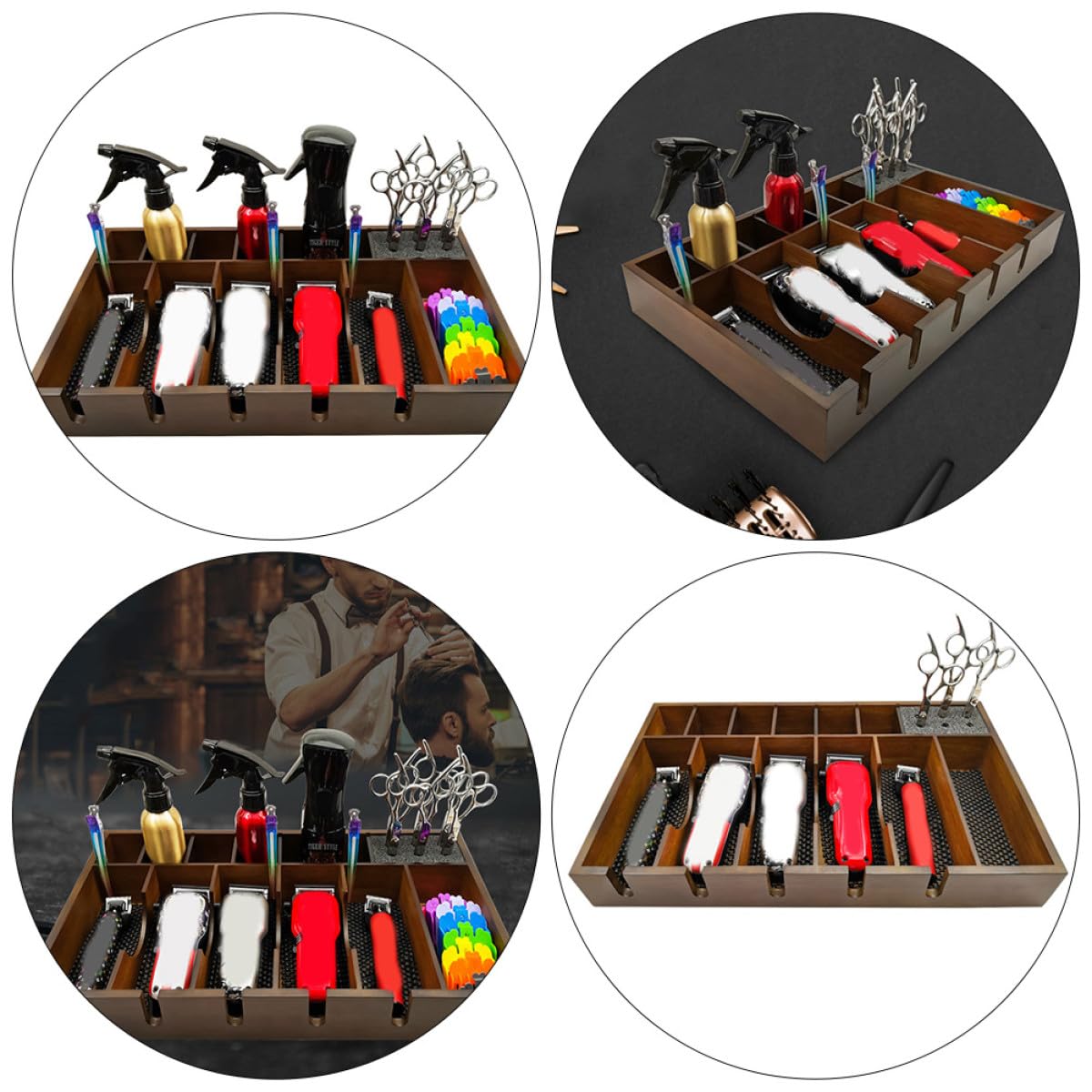 VOSAREA de Organisatrice Capacité à et Plastique Rationnelle des Design en Grille Grosse Rangement Salon de Coiffure pour Outils et Tondeuses Électriques