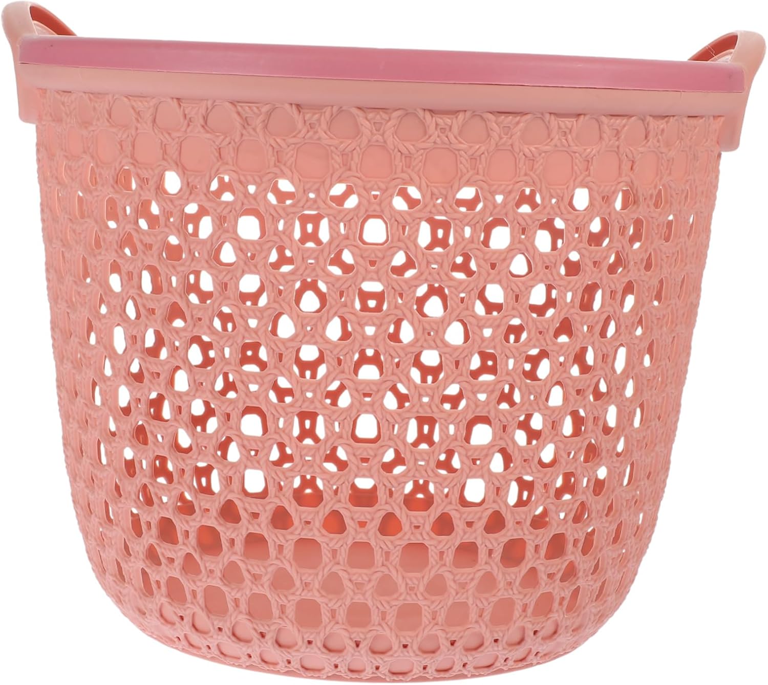 Portable Laundry Basket with Handle Medium Hollow Out Clothes Storage Hamper in Light Pink Lightweight Laundry Hamper for Bedroom Bathroom Dorm Use