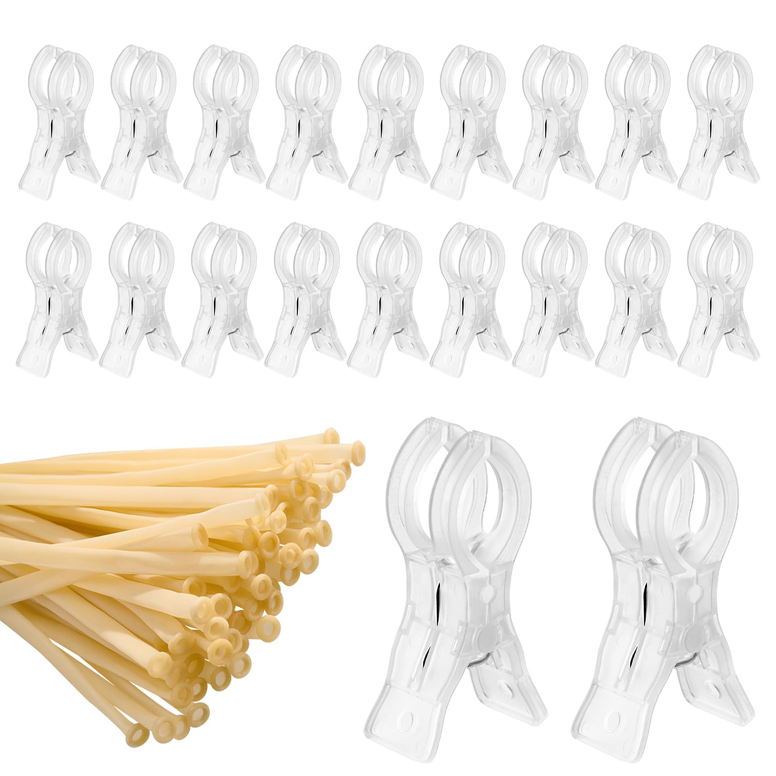 Doodlream 20 Pcs Balloon Arch Clips with 100 Pcs Balloon Ties, 3.54" Plastic Transparent Spring Clamps, Reusable Clips for Birthday, Wedding & Party Decorations