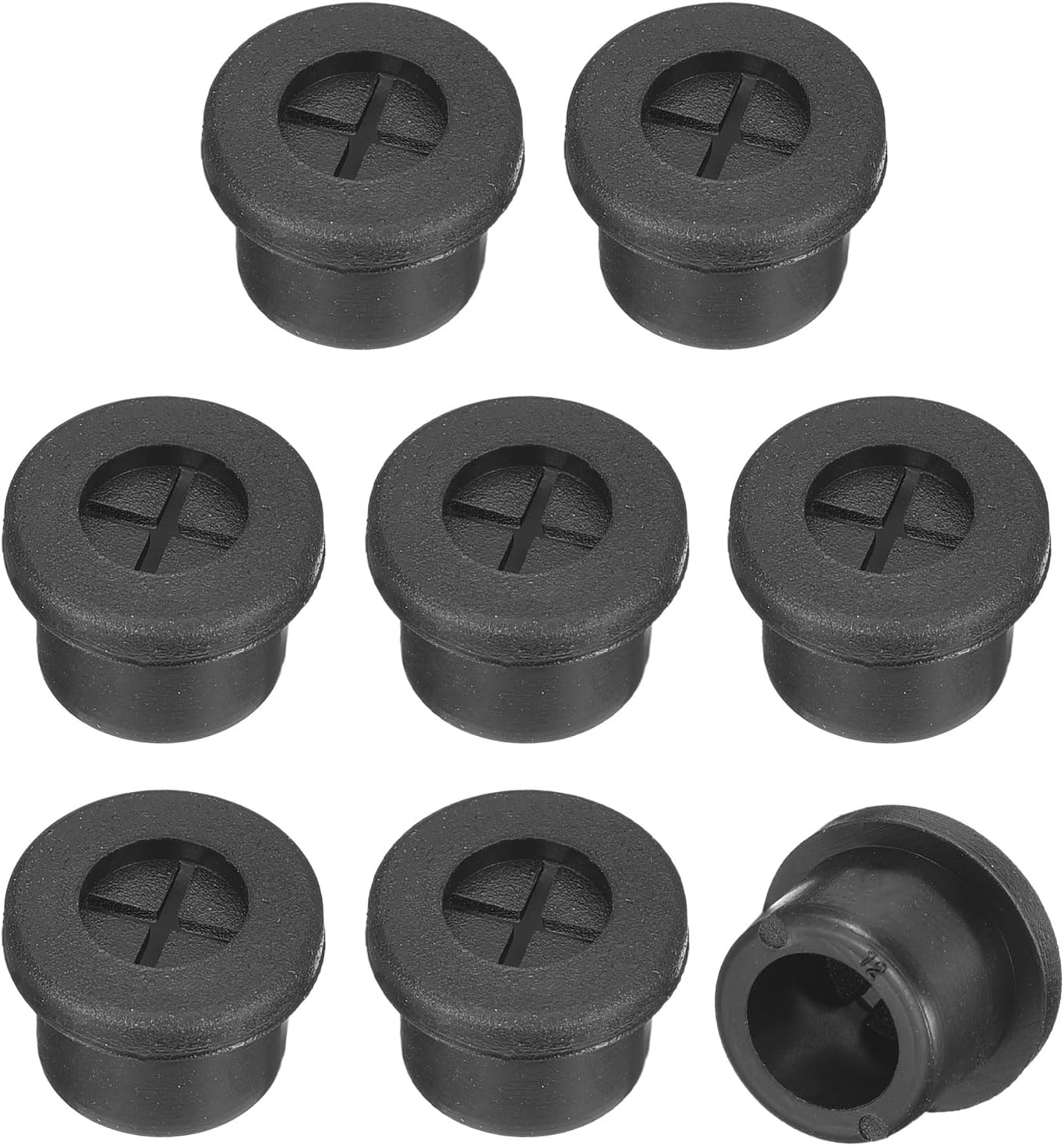 uxcell 8 Pcs Cable Cord Grommet, 1/2 Inch (12mm) Desk Grommet Flexible Rubber Grommets Wire Hole Cover Pass Through for Office Computer Desk Wire Organizer, Black