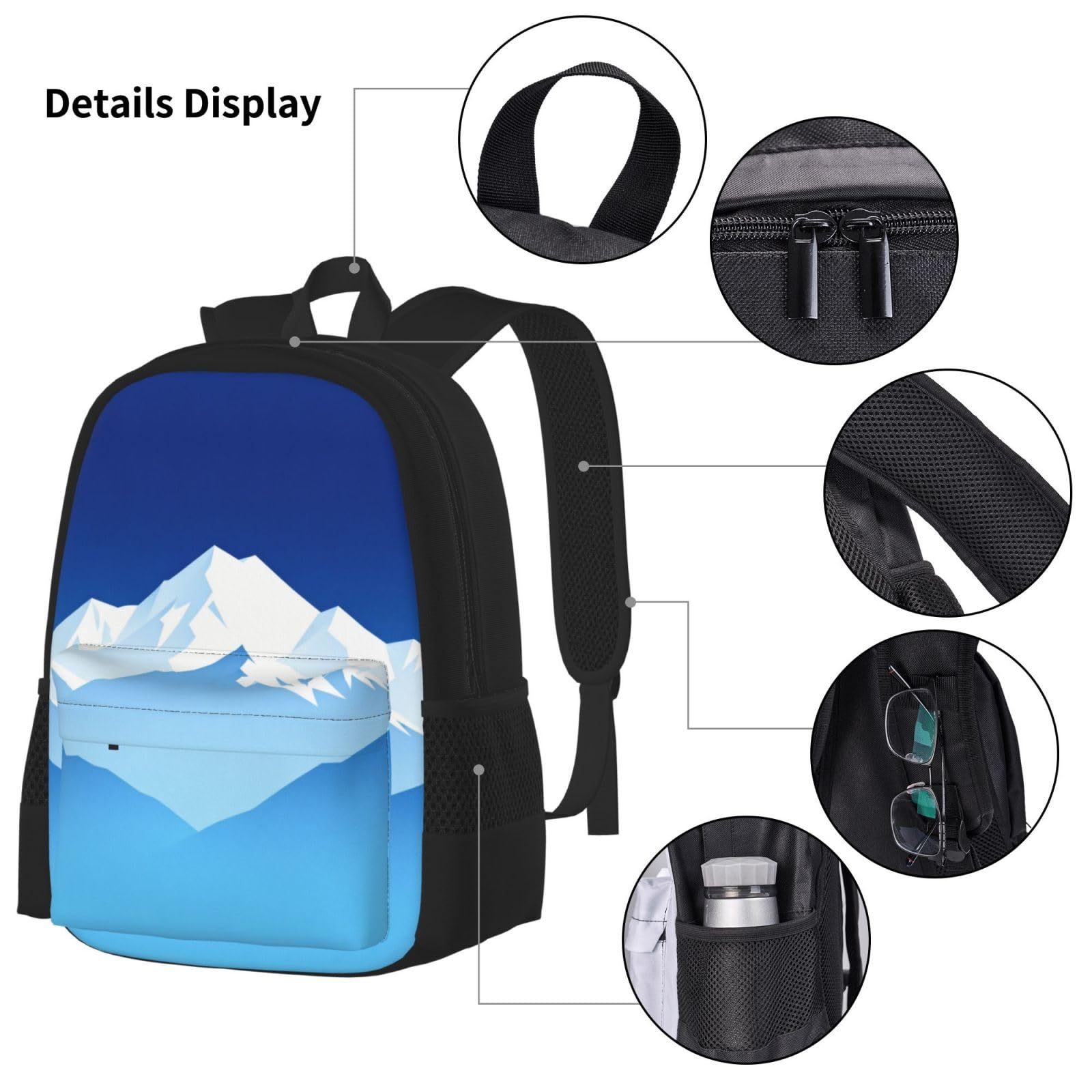 Mountain Layer - Juego de bolsa de almuerzo azul 3 en 1, bolsa de viaje para viajeros, bolsa de almuerzo aislada para el trabajo con funda para laptop