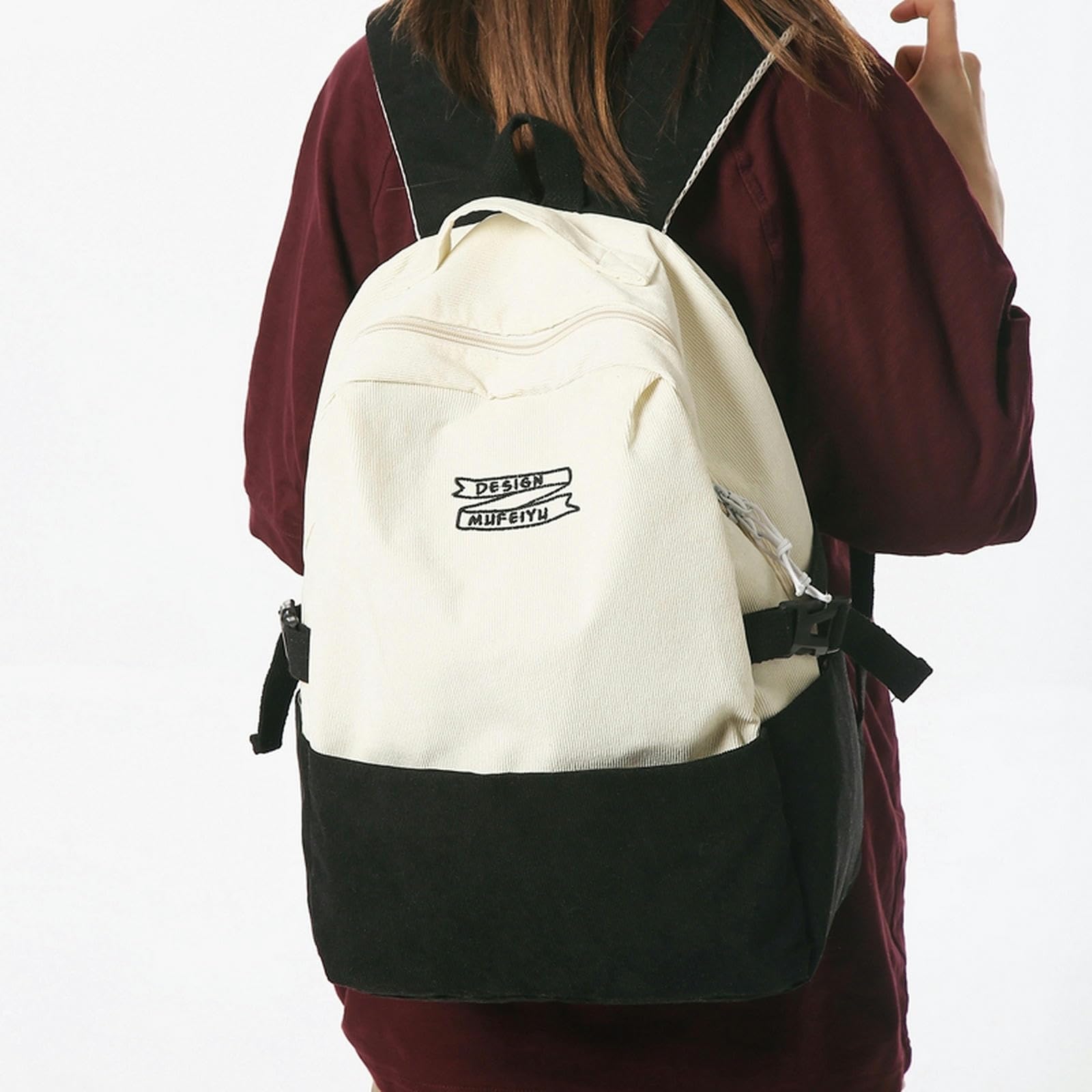 NOGRAX Schulrucksack Streifen Nette Cord Frau Rucksack Schultasche Für Teenager Mädchen Jungen Harajuku Weibliche Casual Bag Student Lady Book Pack