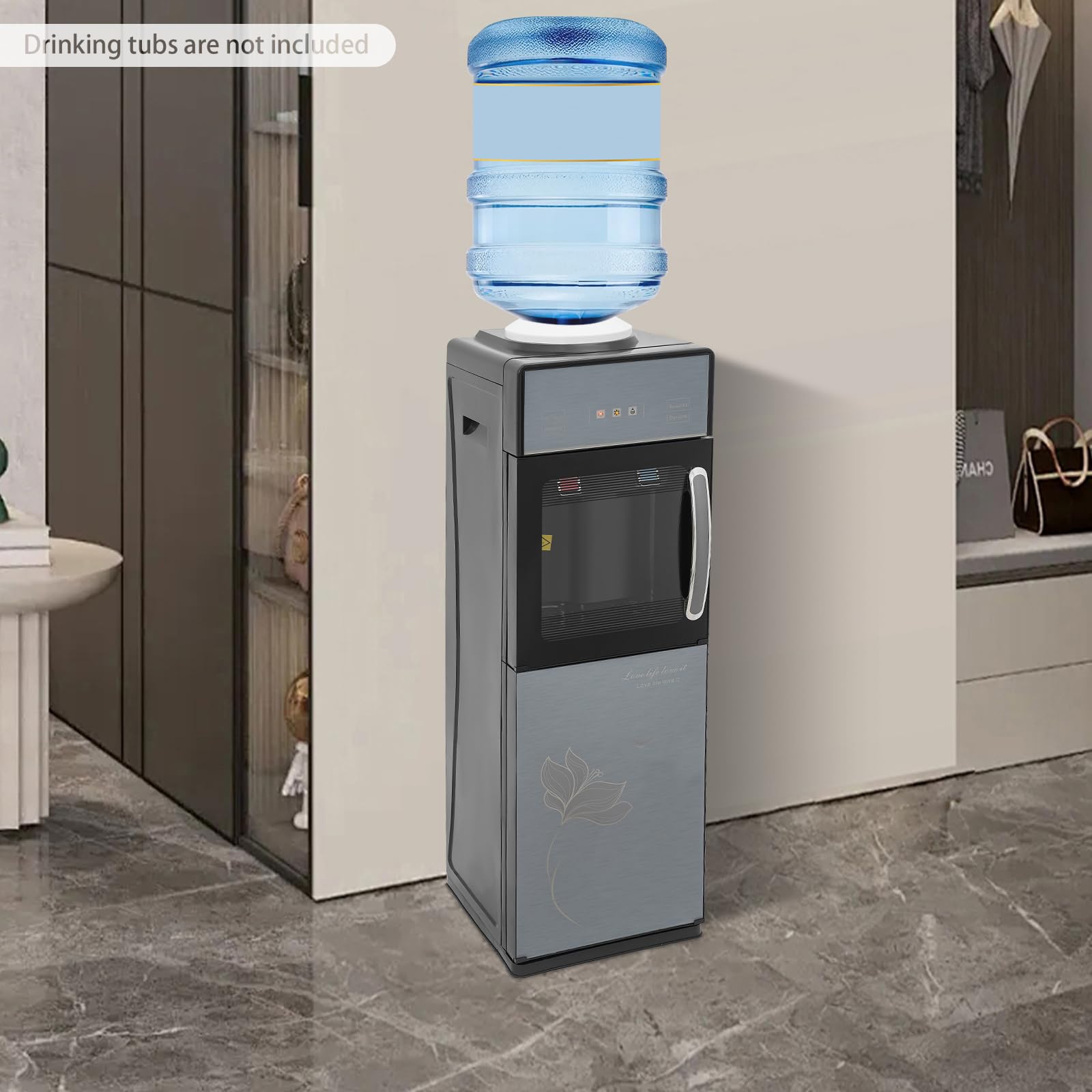 Elektryczny dozownik wody, 5 l + 2 l, chłodnica i dozownik wody z funkcjami ogrzewania i chłodzenia, dozownik wody do biura, 500 W + 90 W, dozownik wody pitnej do domu, biura, salonu, 30,5 x 31 x 96