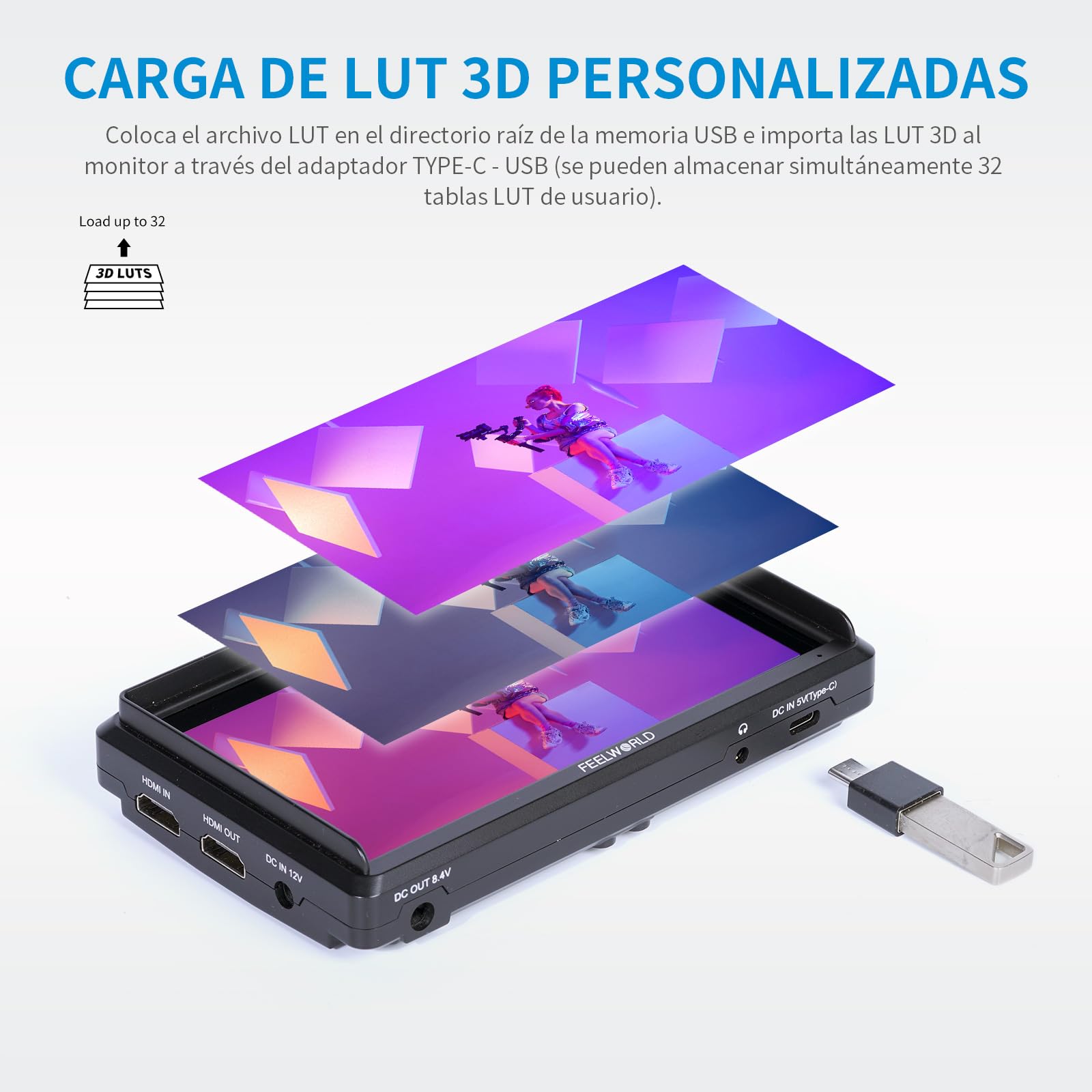 Feelworld S55 5.5 Pulgadas On Camera Field Monitor de Campo DSLR Cámara Small Full HD 1920x1152 IPS Peaking Focus Video Assist con 4K HDMI 8.4V DC Input Output Incluyen Tilt Arm