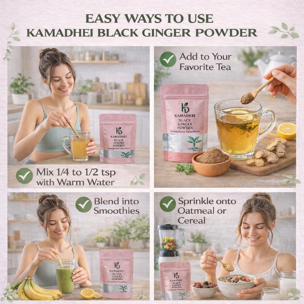 Black Ginger Powder - 100gm | 100% Pure & Natural Kaempferia Parviflora | Ancient Root Modern Wellness | Adrak Powder For Improved Stamina and Energy Boost - Pack Of 2 — Amazon image 2