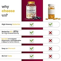 Vista 6 de Berberina HCL prémium 400 mg (crudo equivalente a 1200 mg de berberina), 120 cápsulas – más canela pura de Ceilán, píldoras de cápsula de raíz