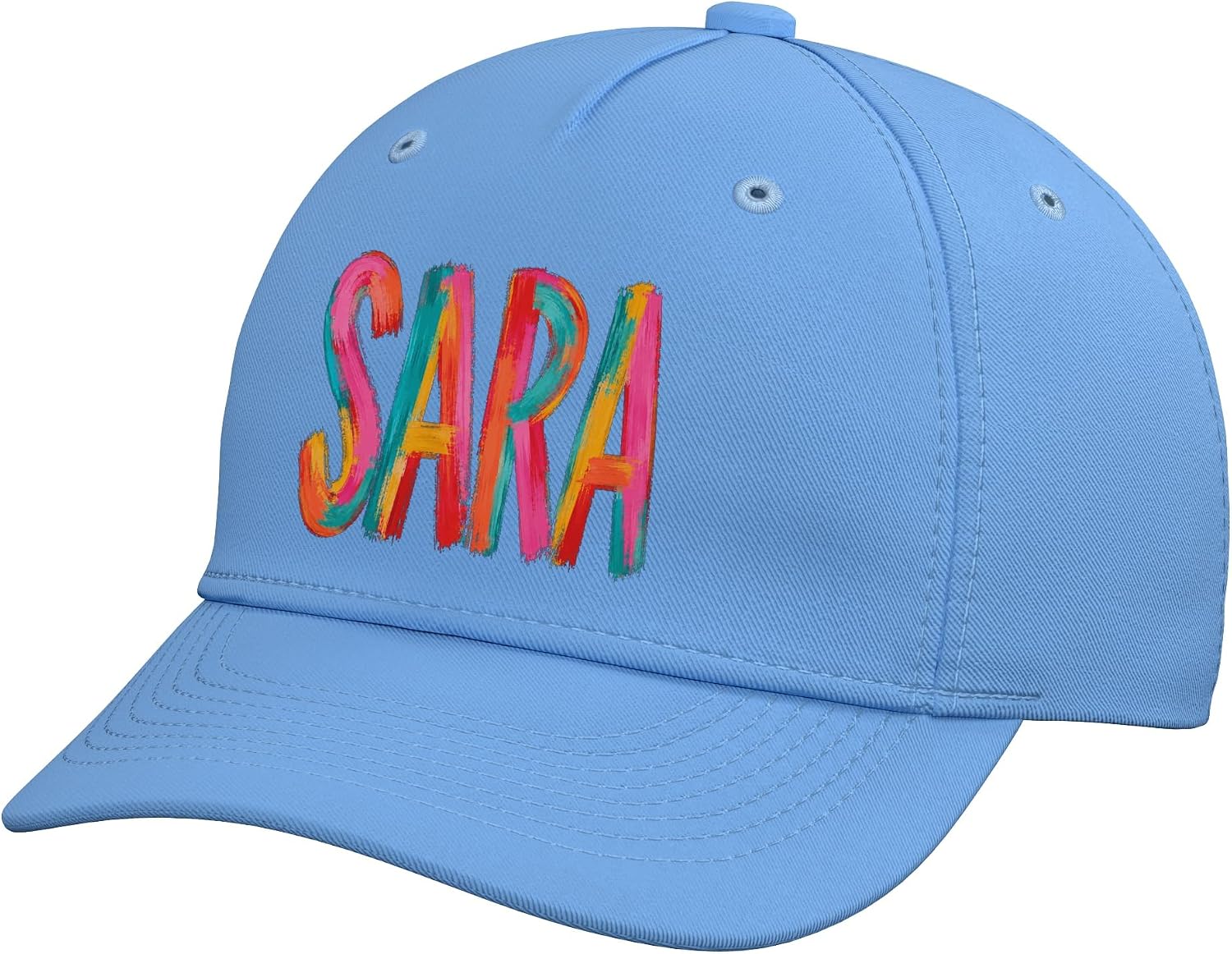 Sara First Name Colorful Brushstroke Letters Adjustable Baseball Hat