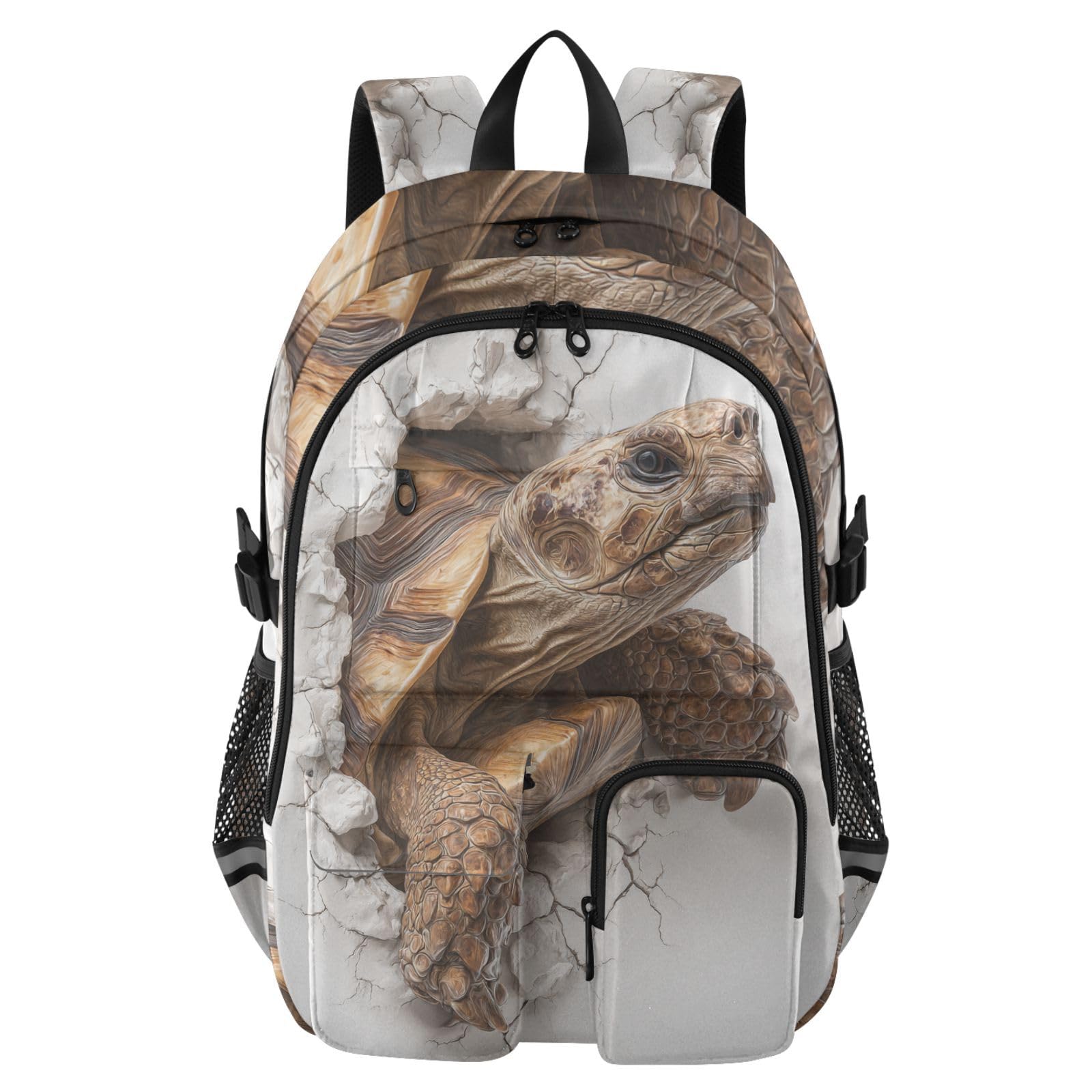 Sac à dos de voyage tortue africaine 3D pour femme et homme - 44,5 cm