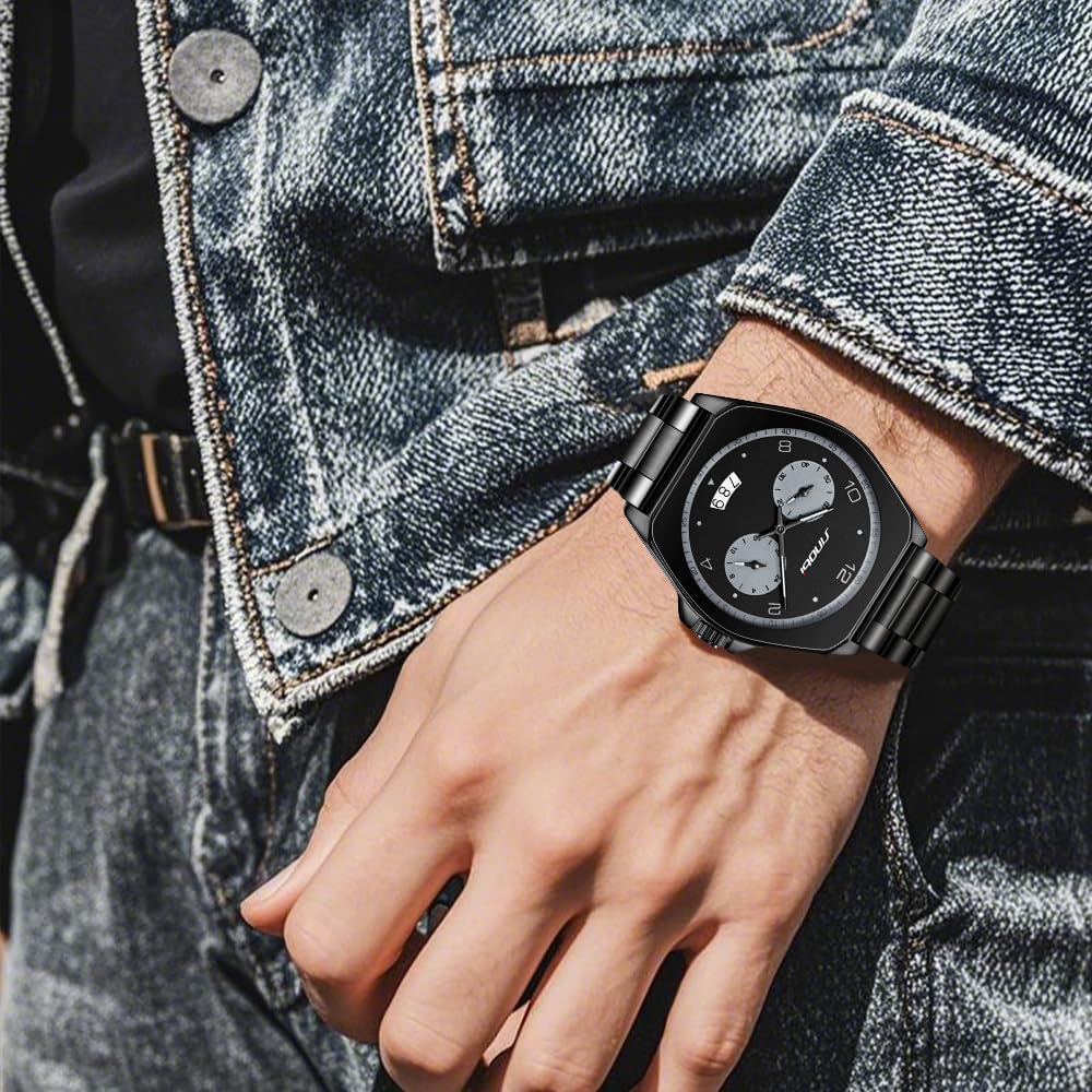 SINOBI Men’s Fashion Business Watch Analog Quartz Waterproof Luminous Casual Watches for Men with Calendar - Image 2