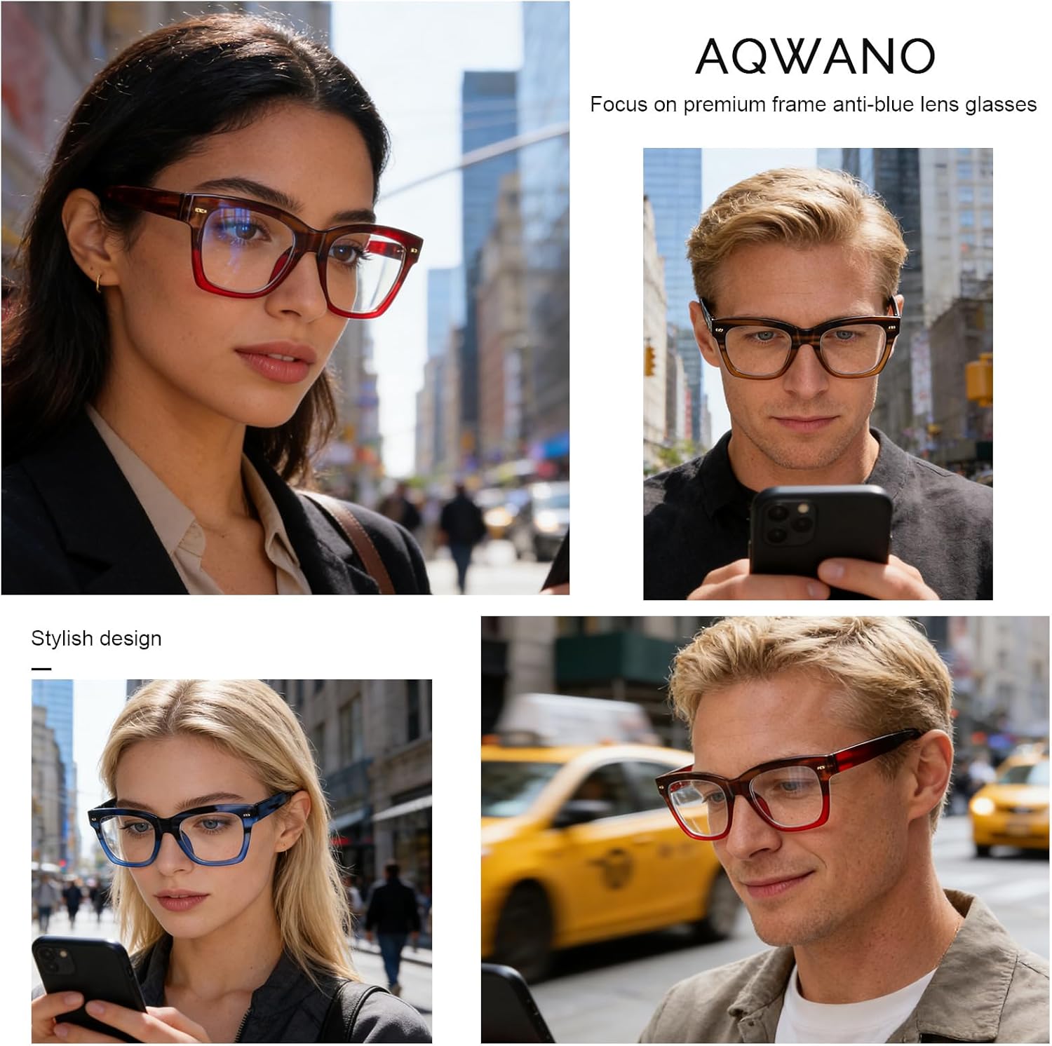 AQWANO Oversized Design Reading Glasses for Women/Men, Computer Blue Light Blocking Fashion Square Reader Anti Glare/Fatigue - Image 4
