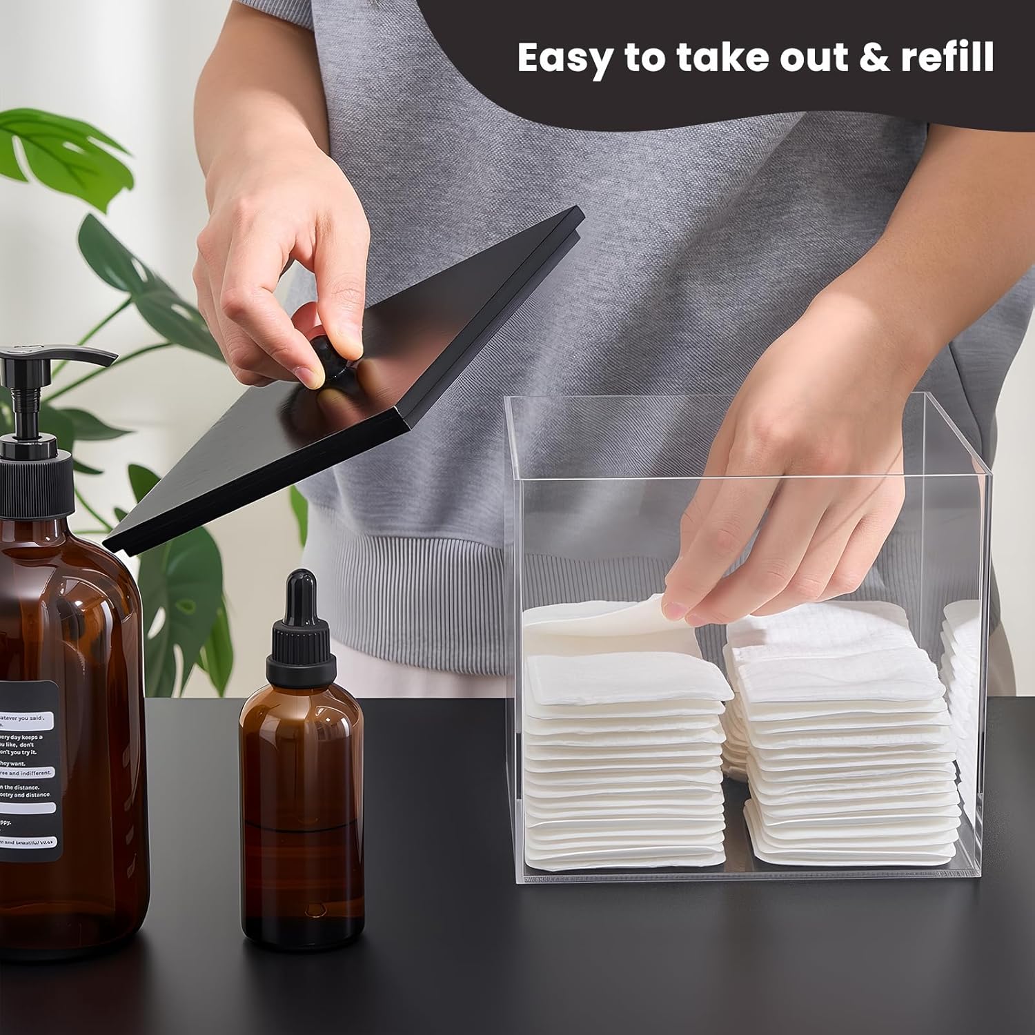 Puricon Drink Organizer for Fridge Pusher Glide Bundle with Acrylic Disposable Facial Towels Holder