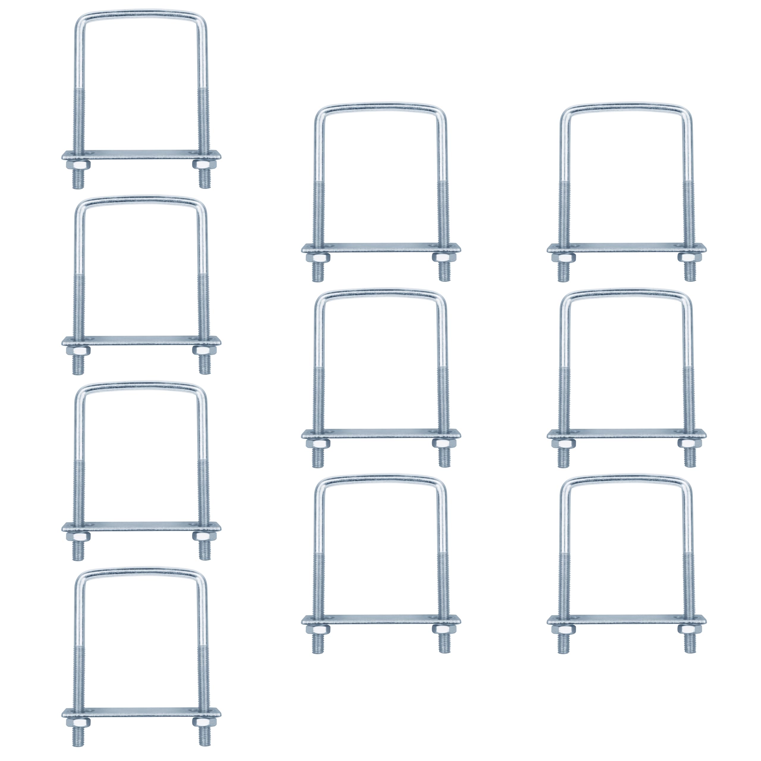 YIDU69Q 10 Pcs 2-3/4 Inch (70mm) Wide Square U-Bolt for Trailer, M9 x 2-3/4" x 4", Electro-Galvanized Steel