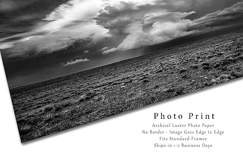 Miniatura 2 de Storm Photography Print (Not Framed) Black and White Picture of Supercell Thunderstorm Over High Plains of Oklahoma Panhandle Sky Wall Art Nature